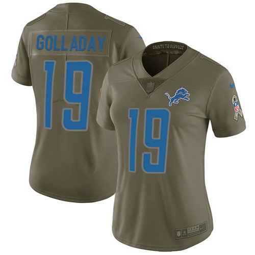 Nike Lions #19 Kenny Golladay Olive Women's Stitched NFL Limited Salute to Service Jersey